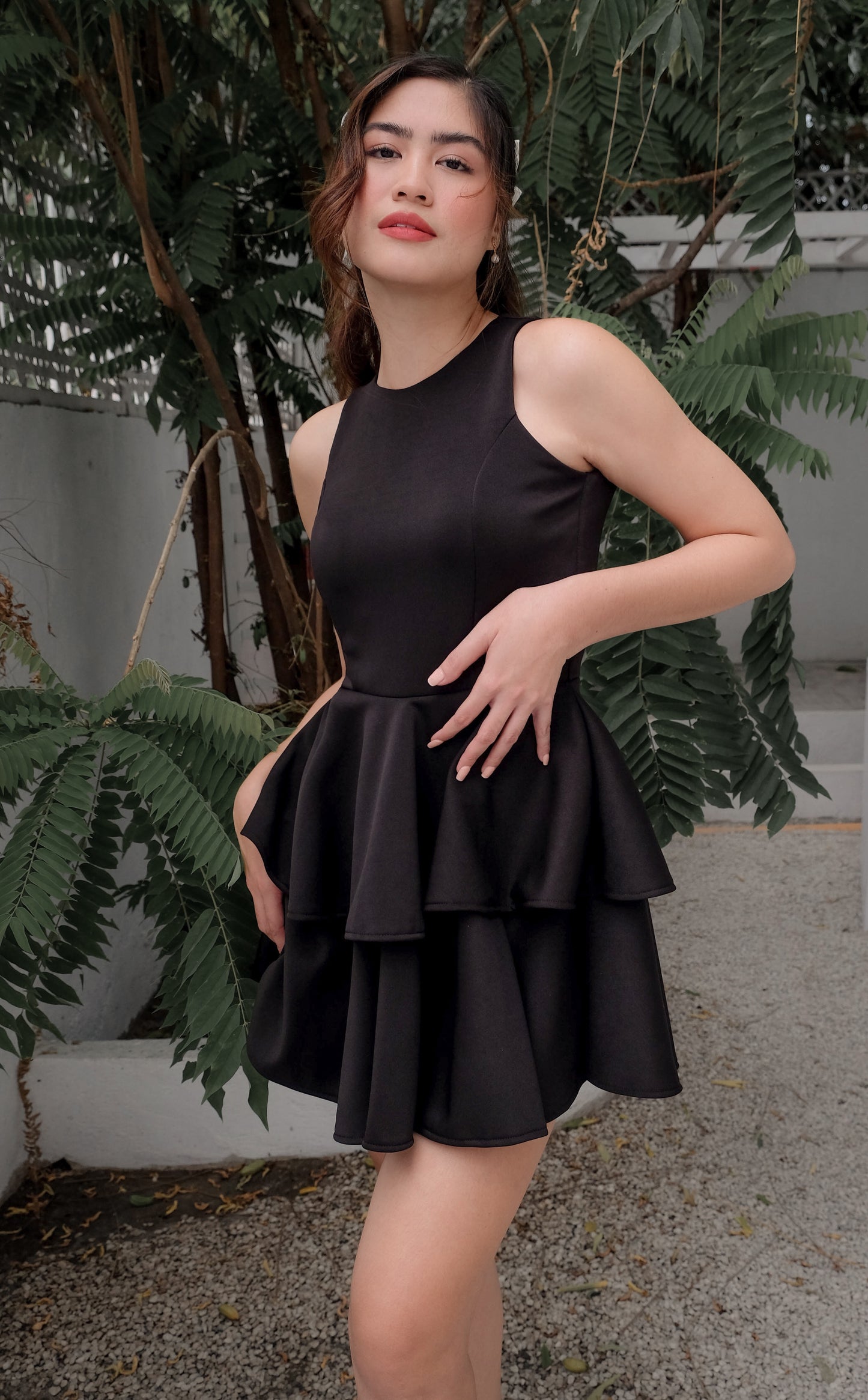 Leonora Two-tiered Halter Mini Dress
