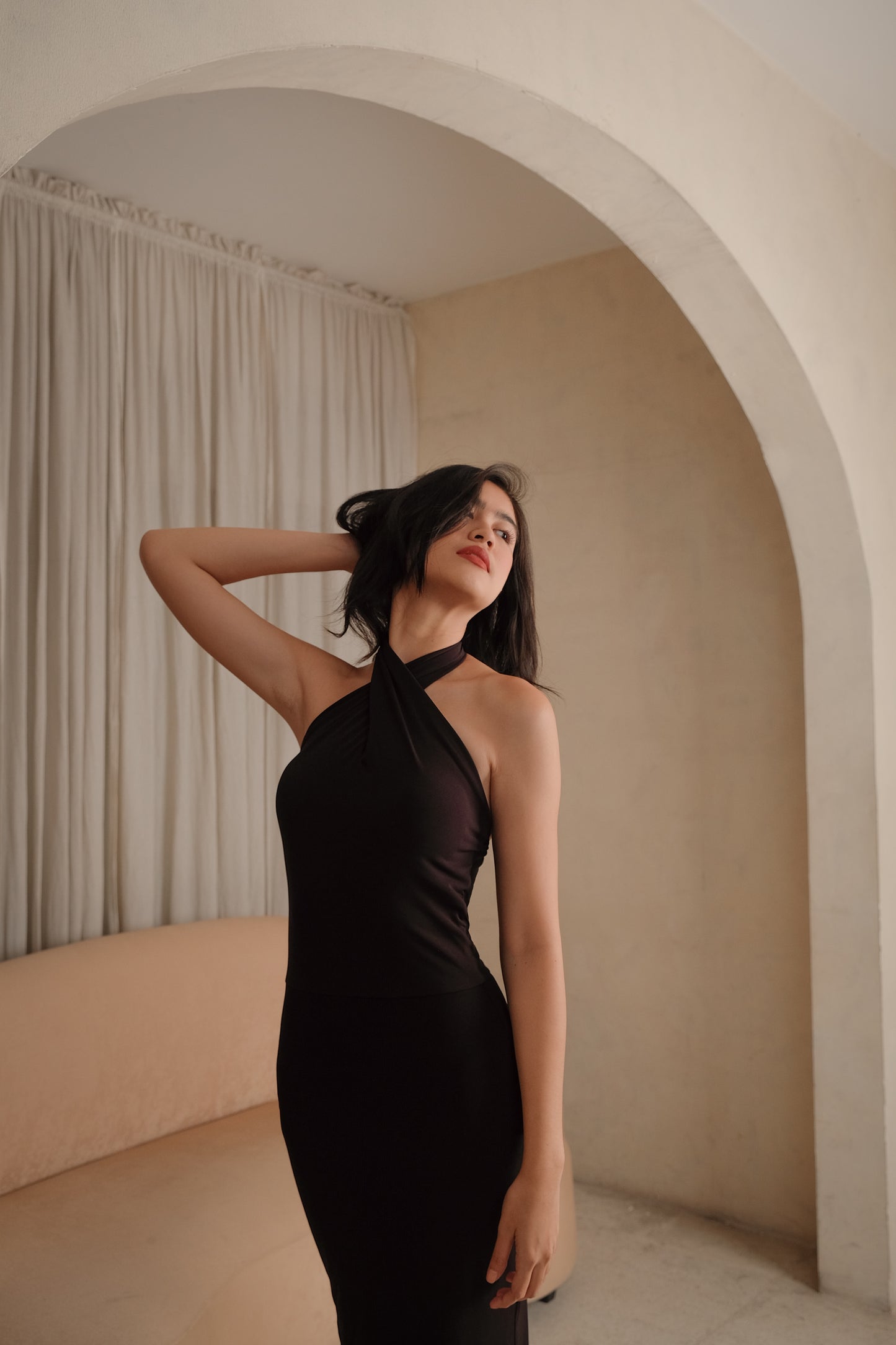 Amara Cross Halter Maxi Dress