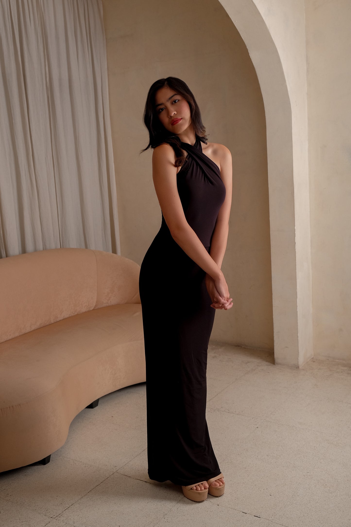 Amara Cross Halter Maxi Dress
