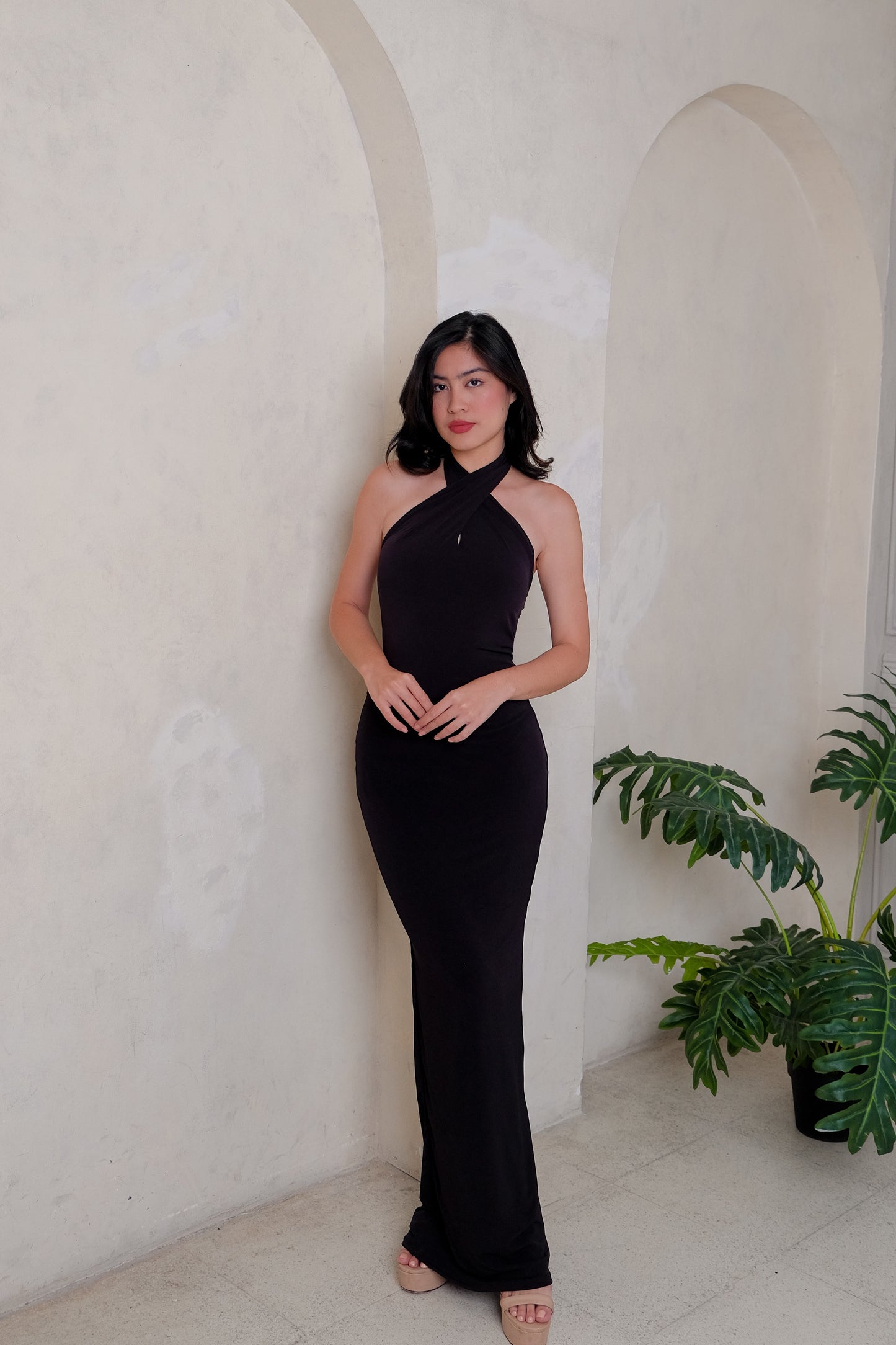 Amara Cross Halter Maxi Dress
