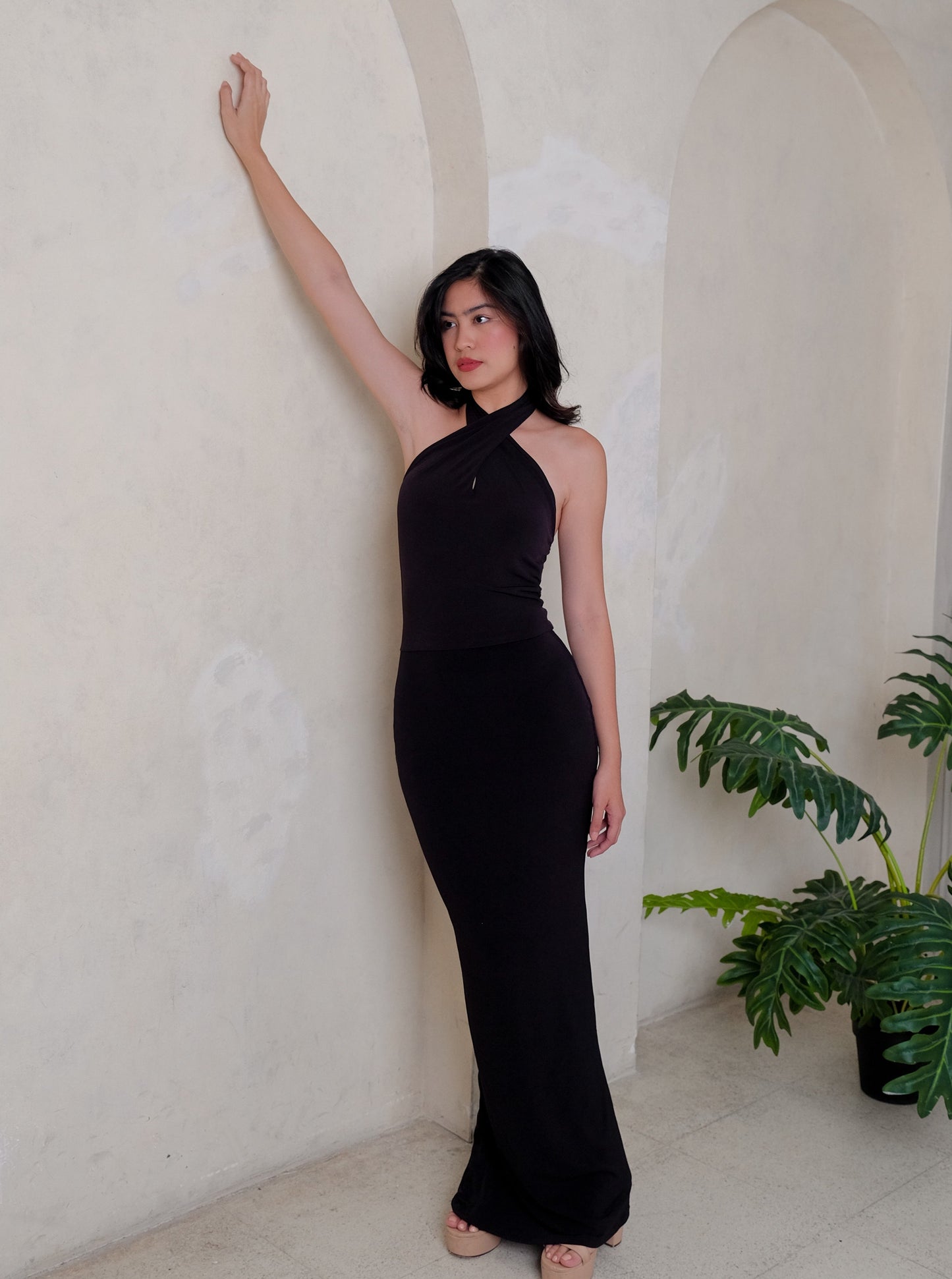 Amara Cross Halter Maxi Dress
