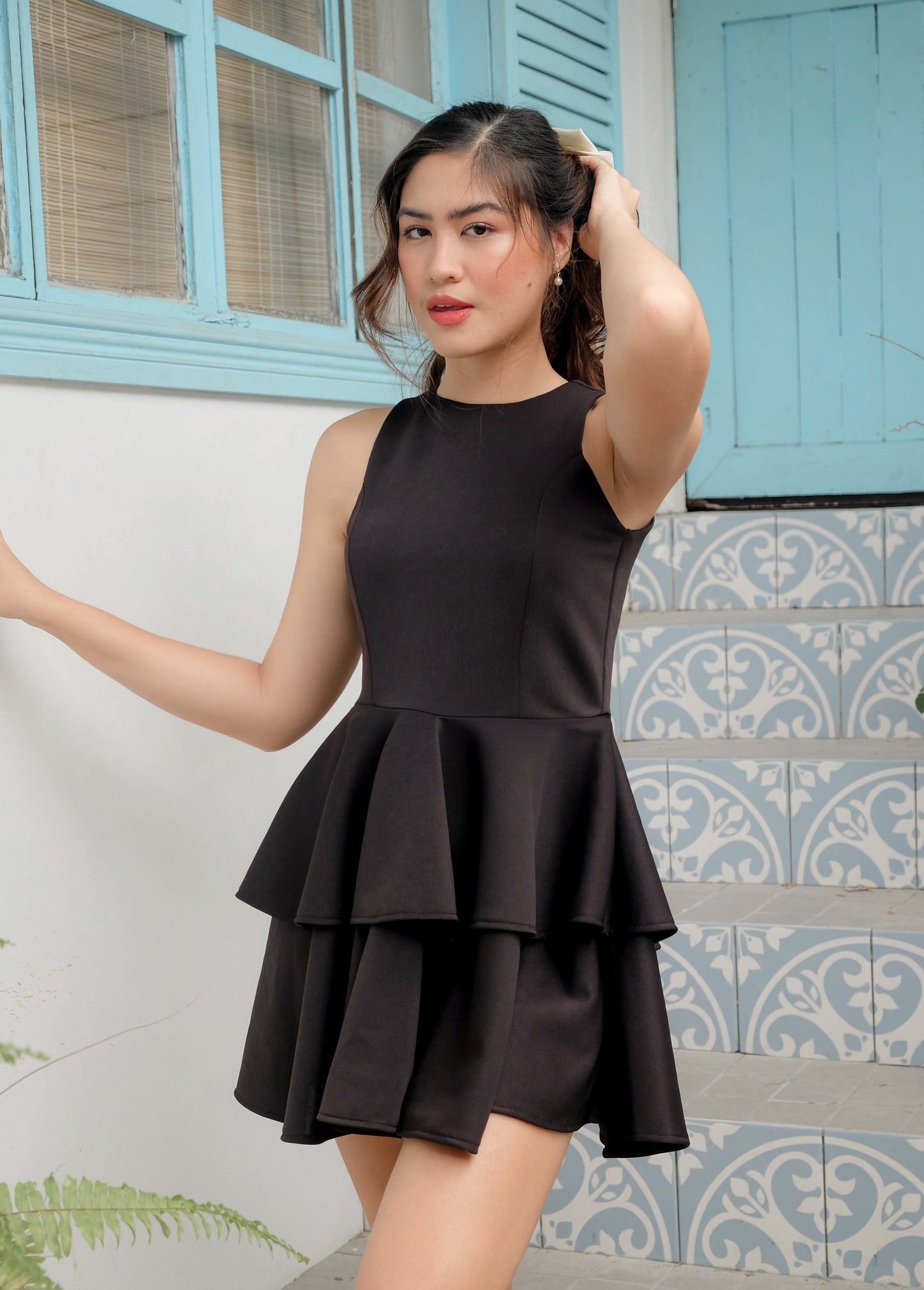Leonora Two-tiered Halter Mini Dress