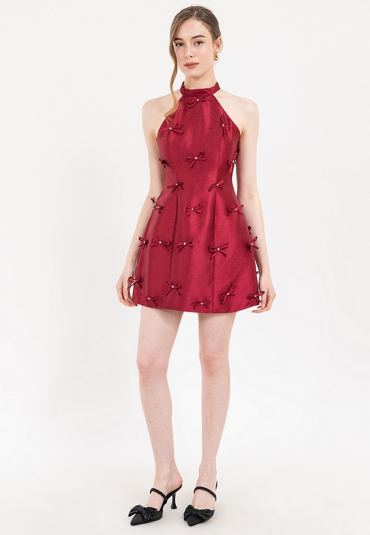Zana Bow Detail Halter Mini Dress – Heather Clothing