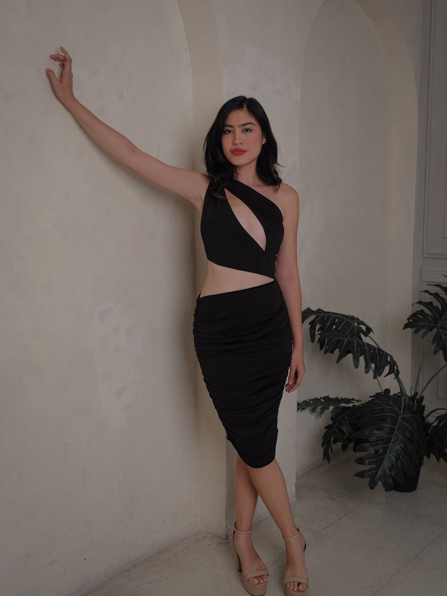 Lula One-Shoulder Cut-out Midi Dress