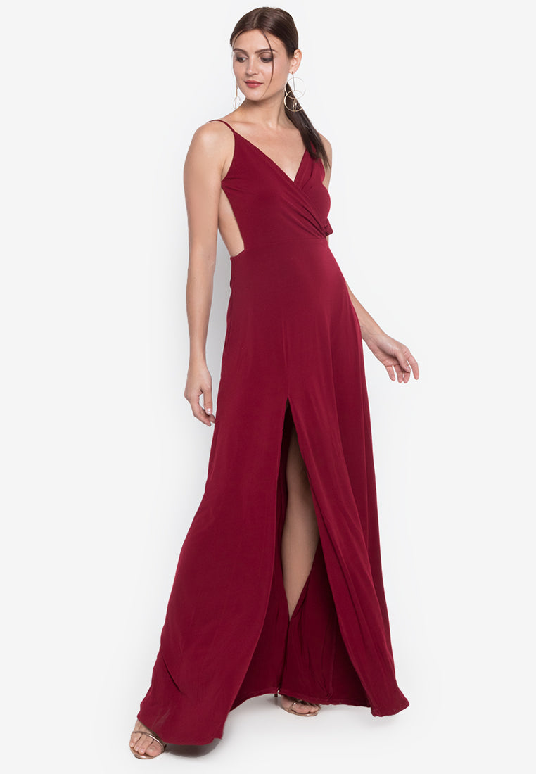 Wrapped Backless Long Dress in Maroon – Heather Clothing