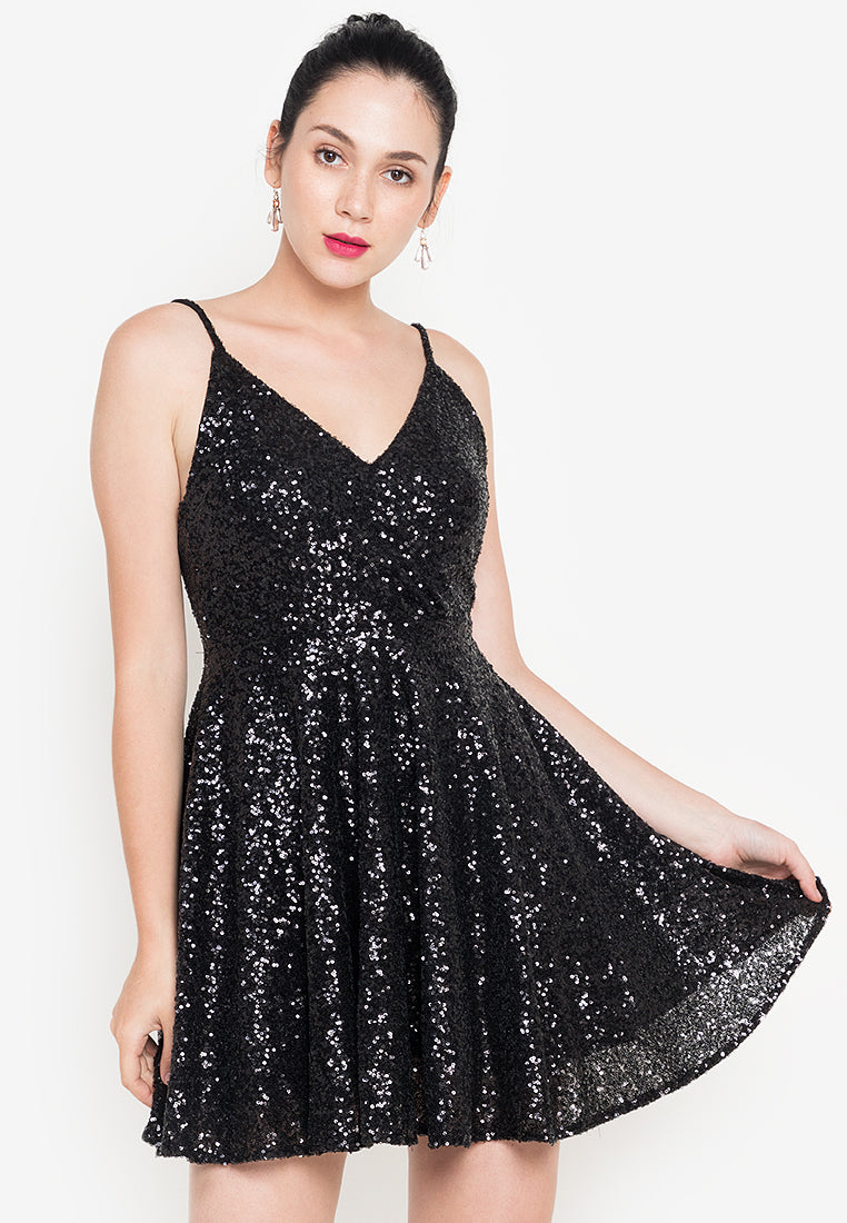 Wrap Sequined Mini Dress