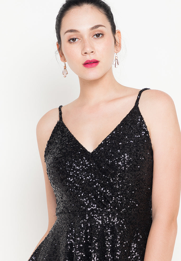 Wrap Sequined Mini Dress