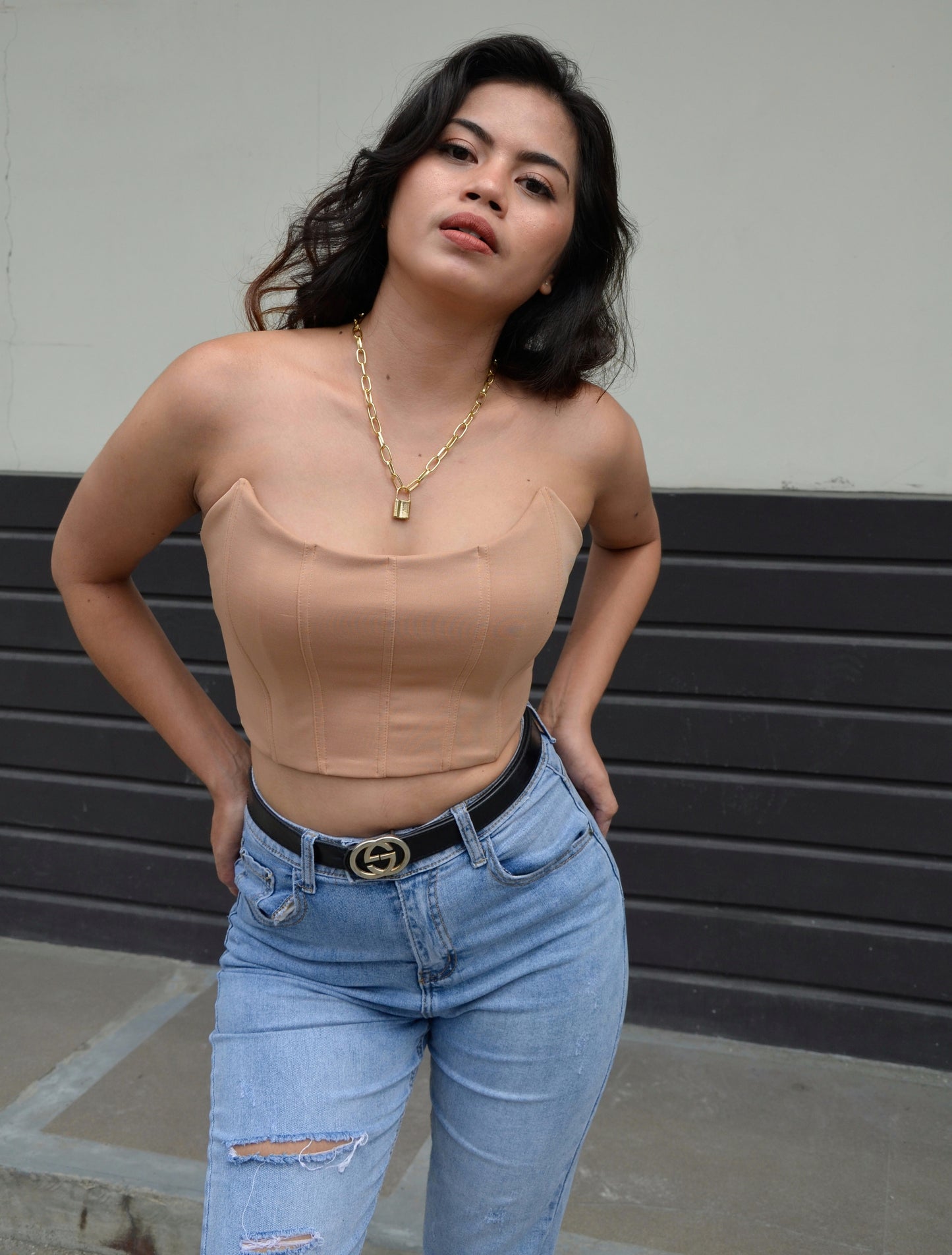 Corset Crop Top in Mocha