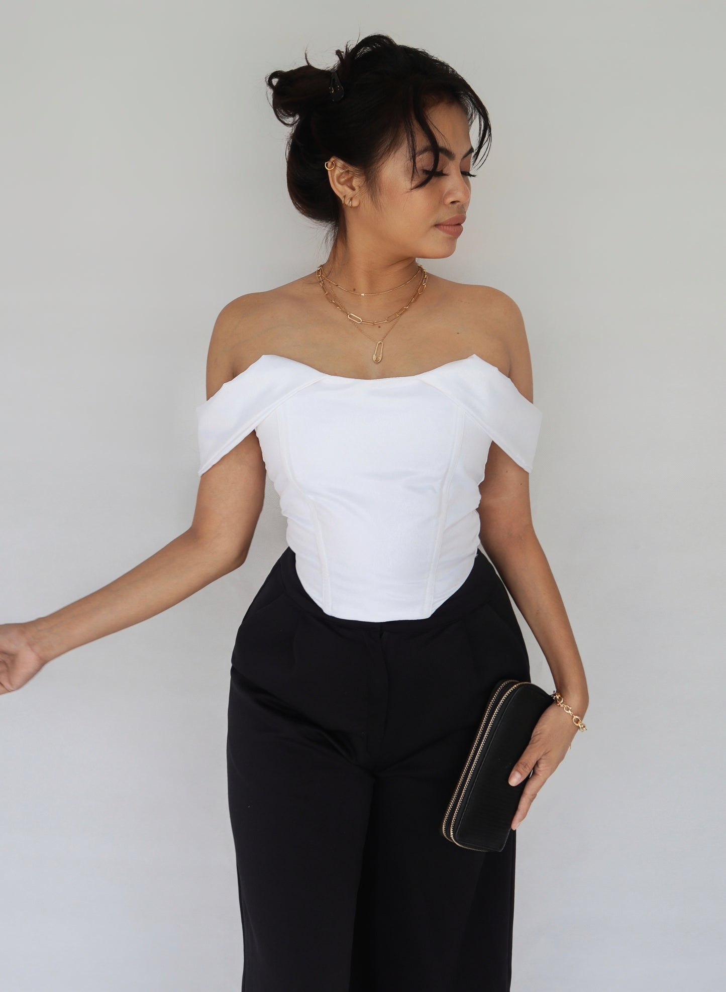 Off-the-Shoulder Structured Crop Top