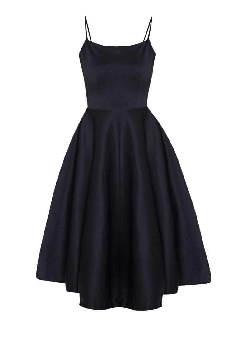 Strappy Backless Tea-Length Dress