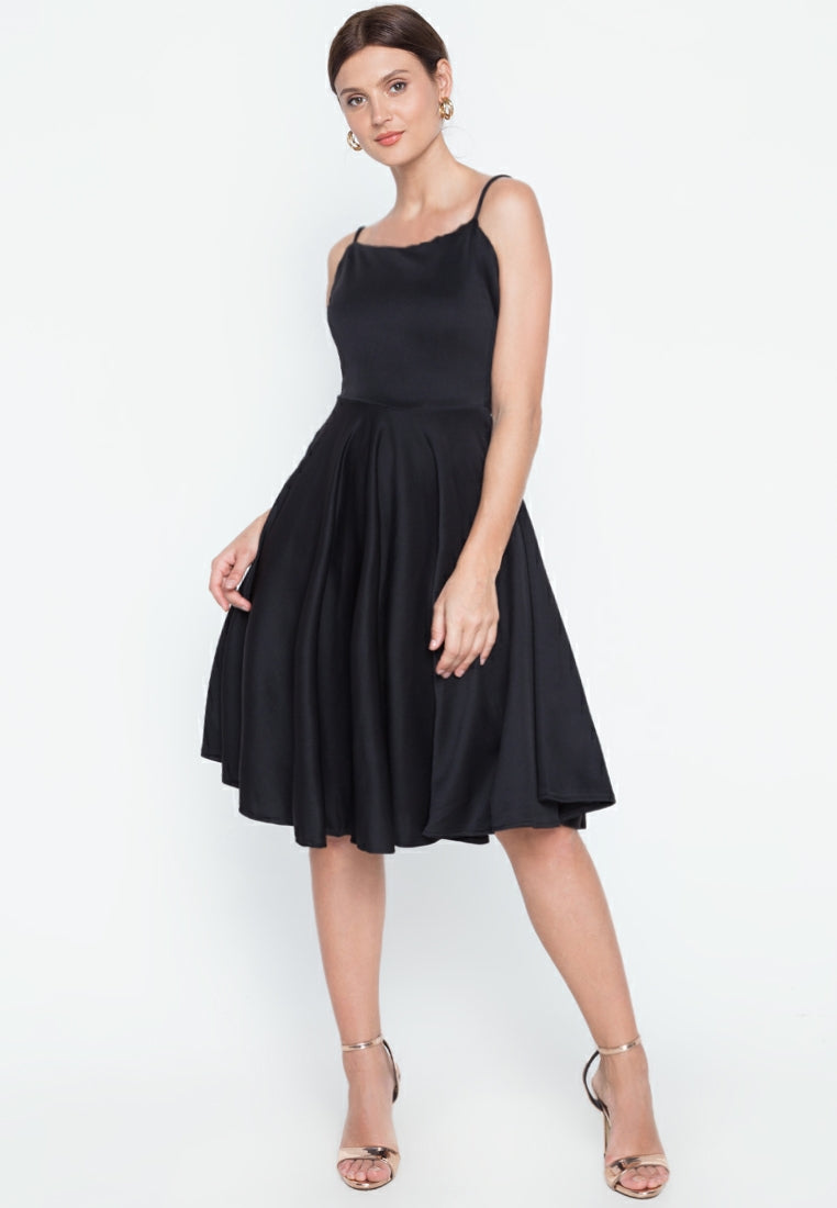 Strappy Backless Tea-Length Dress
