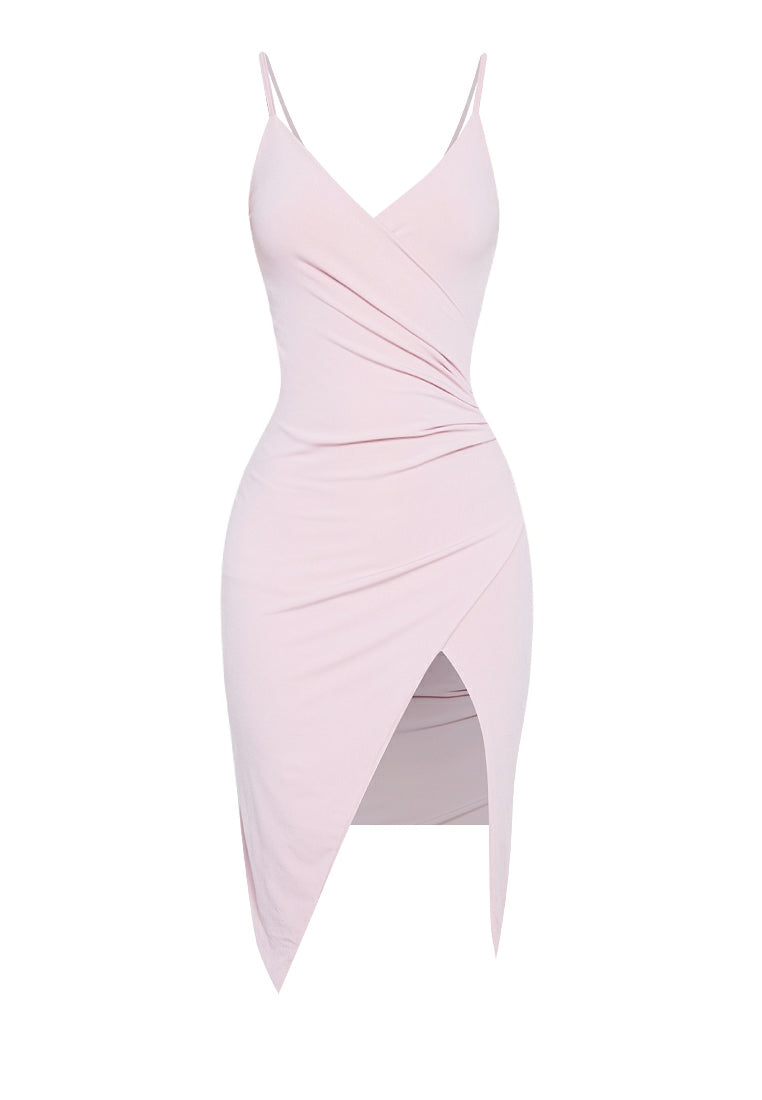 Wrap Midi Dress in Dusty Pink
