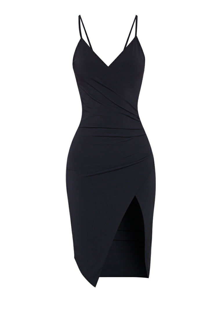 Wrap Midi Dress in Black