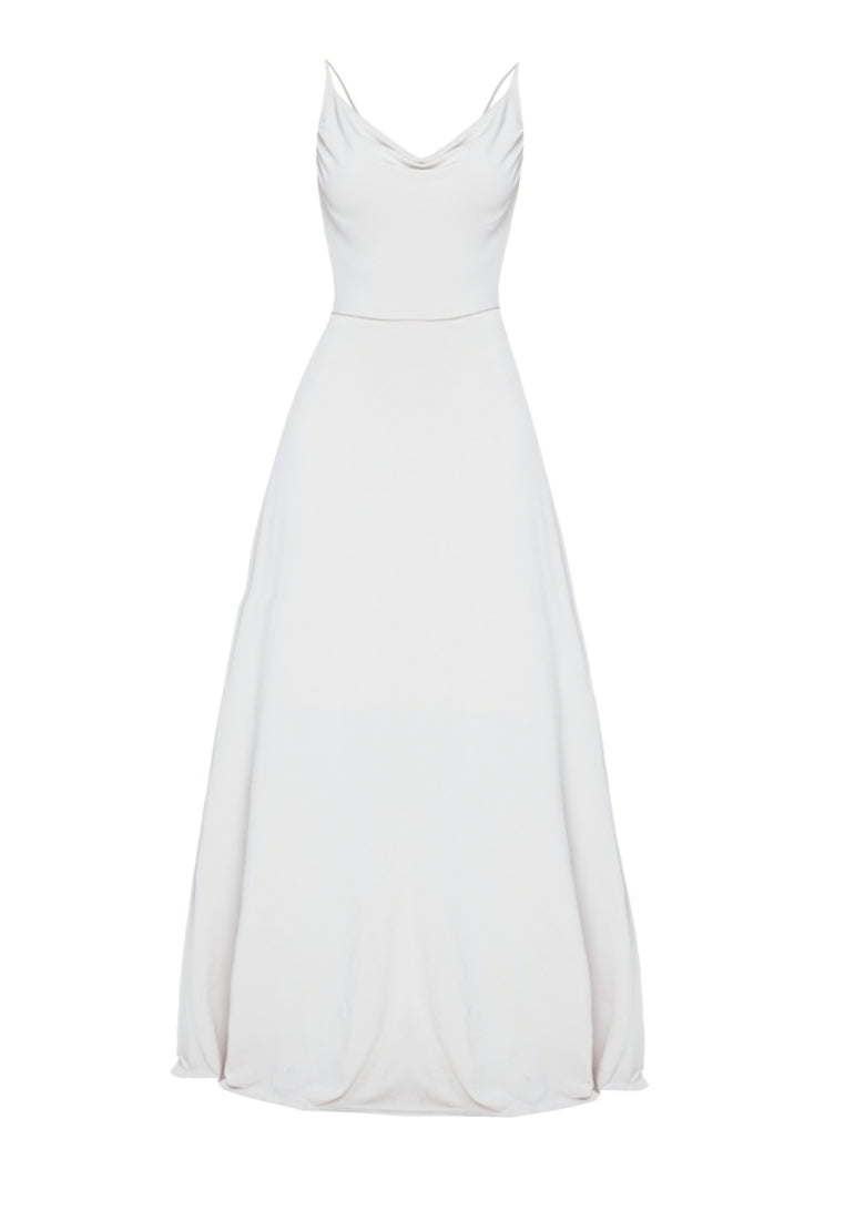 Cowl Neck Backless Maxi Dress in Nude