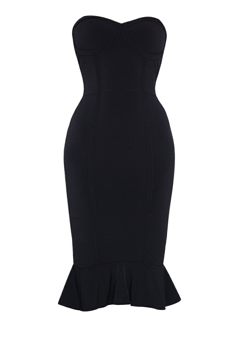 Bustier Midi Dress in Black