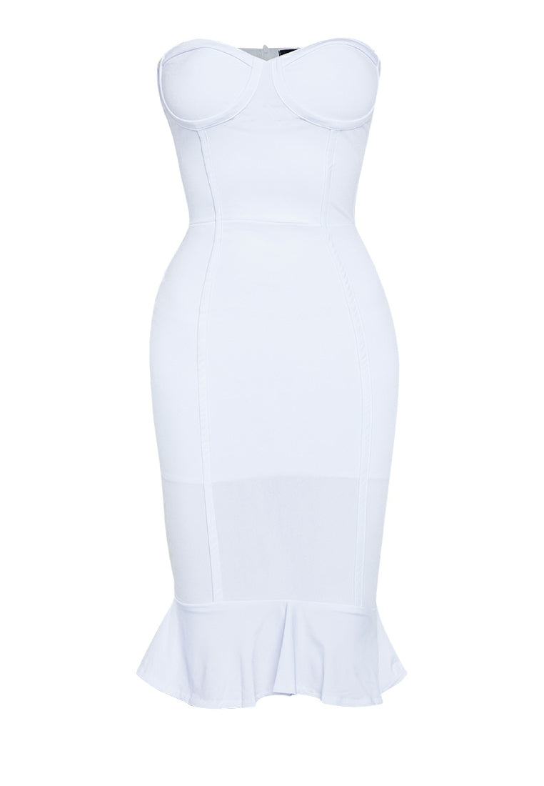 Bustier Midi Dress in White