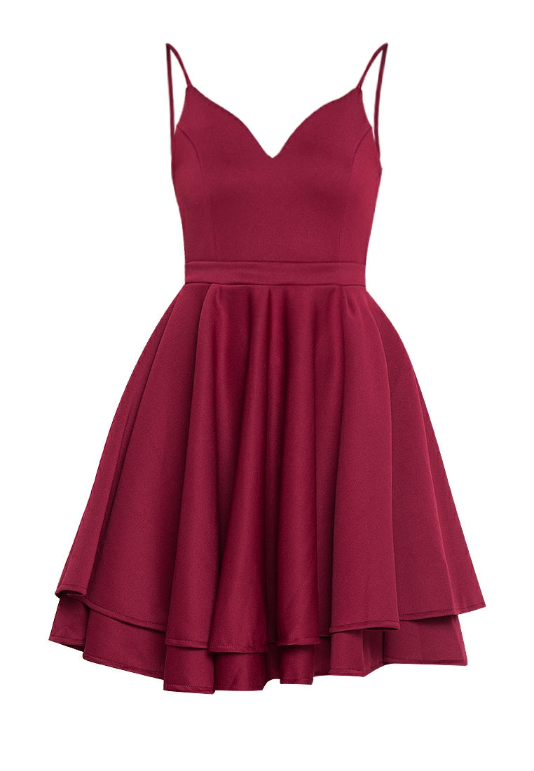 Mini Backless Dress in Maroon