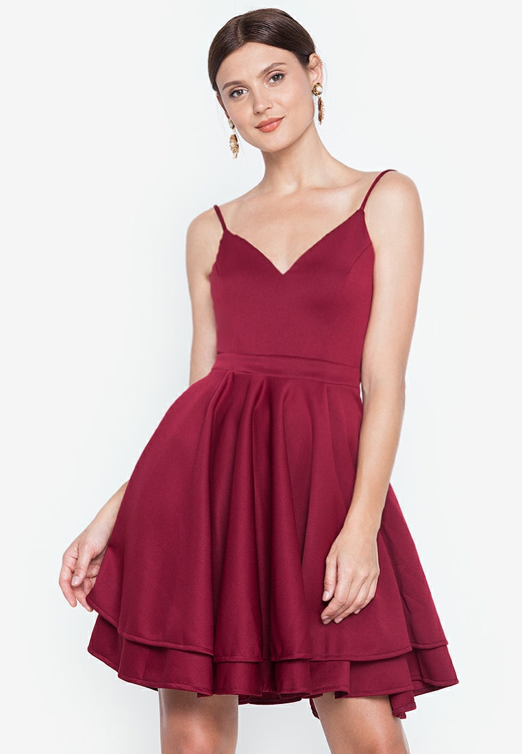 Mini Backless Dress in Maroon