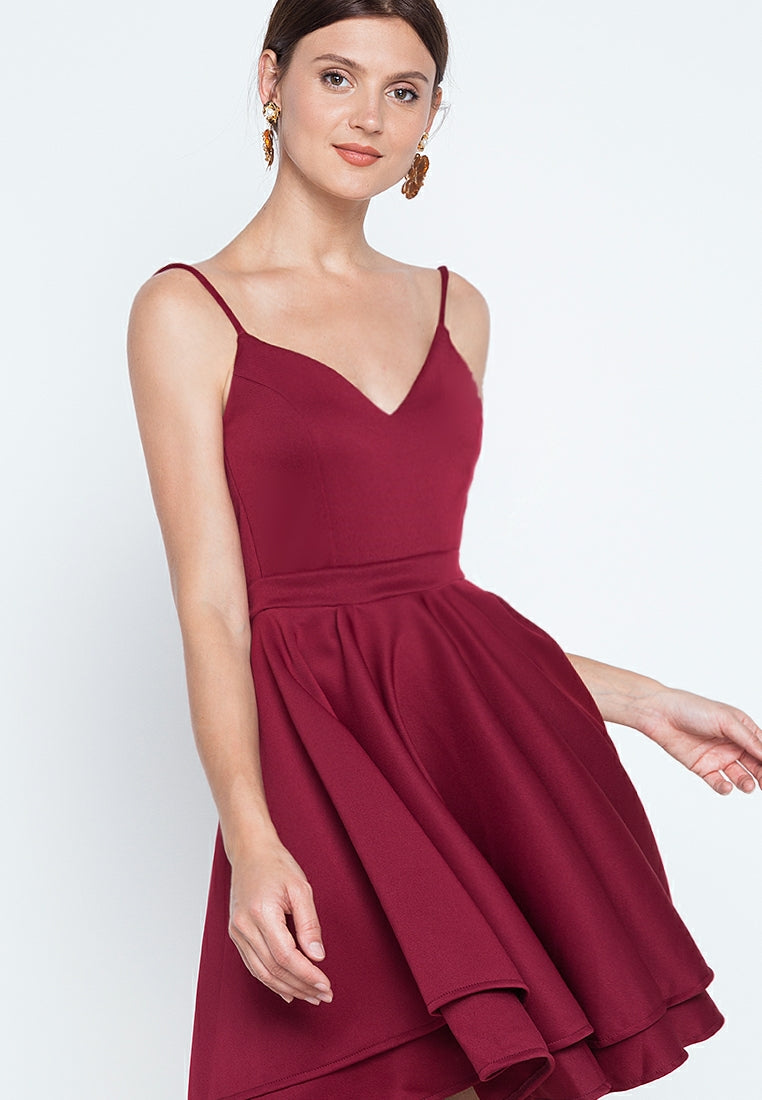 Mini Backless Dress in Maroon