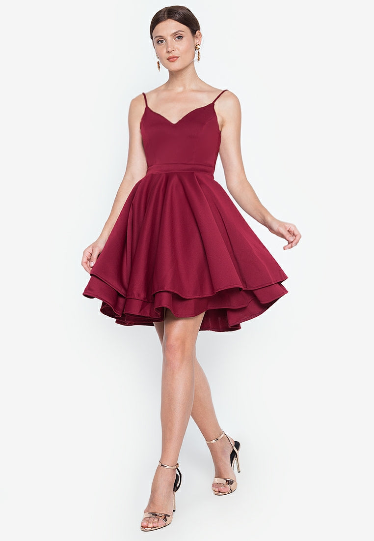 Mini Backless Dress in Maroon