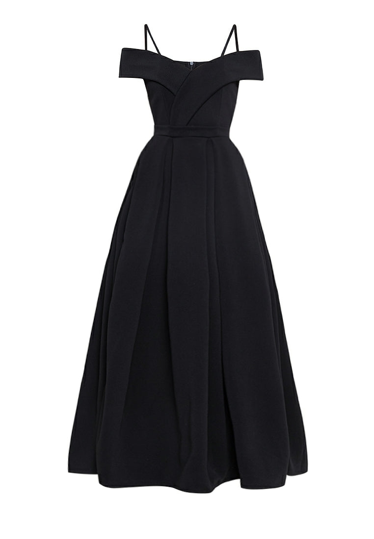 Off-the-Shoulder High-Slit Gown in Black