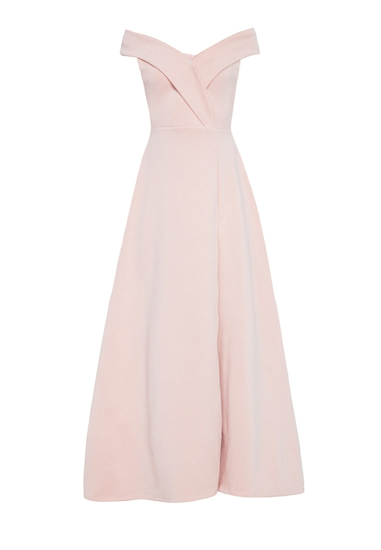 Off-the-Shoulder Maxi Dress in Dusty Pink