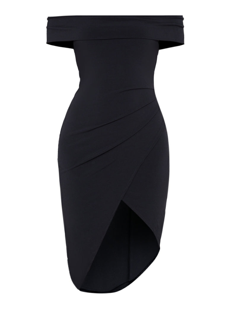 Wrap Bodycon Mini Dress in Black