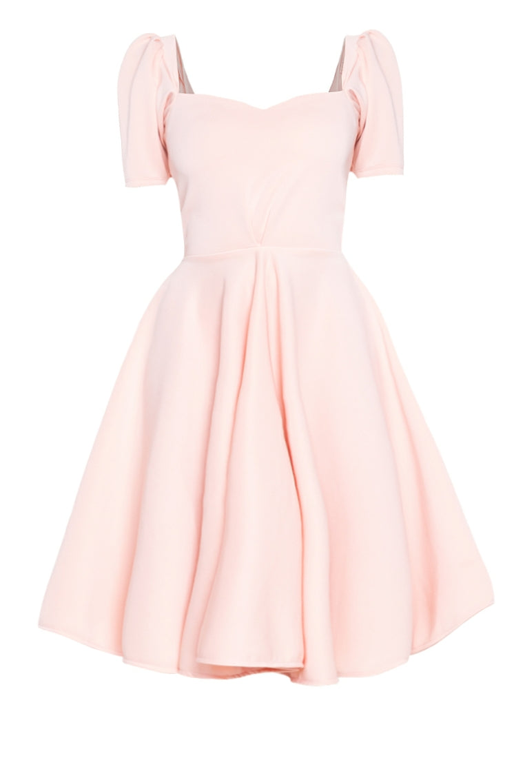 Puff Sleeved Dress in Dusty Pink
