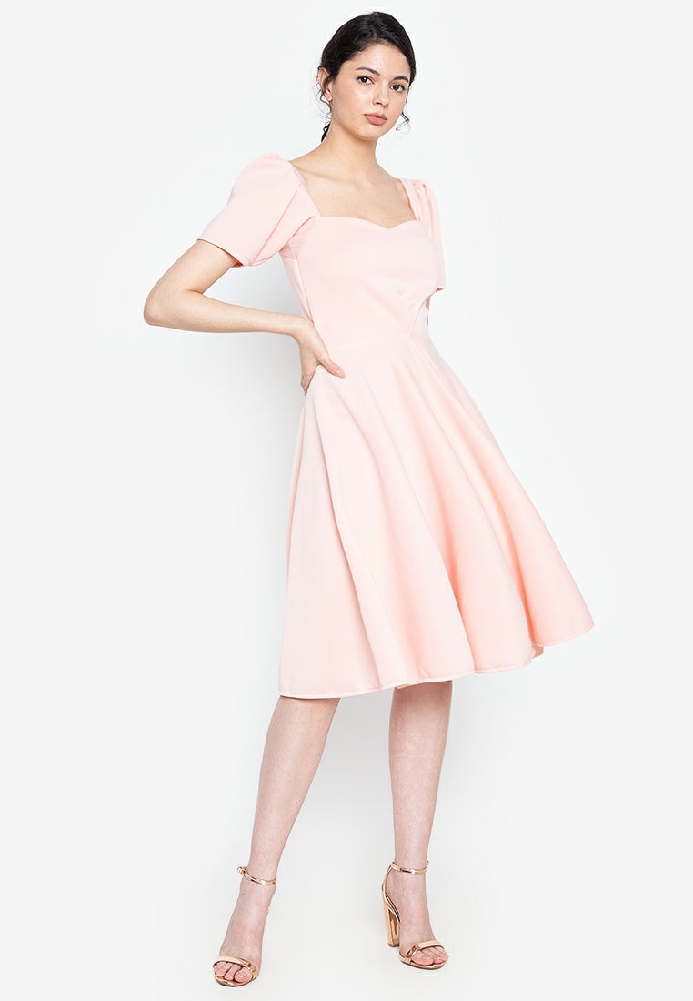Puff Sleeved Dress in Dusty Pink