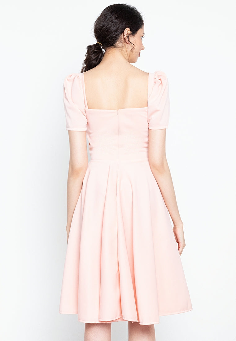 Puff Sleeved Dress in Dusty Pink