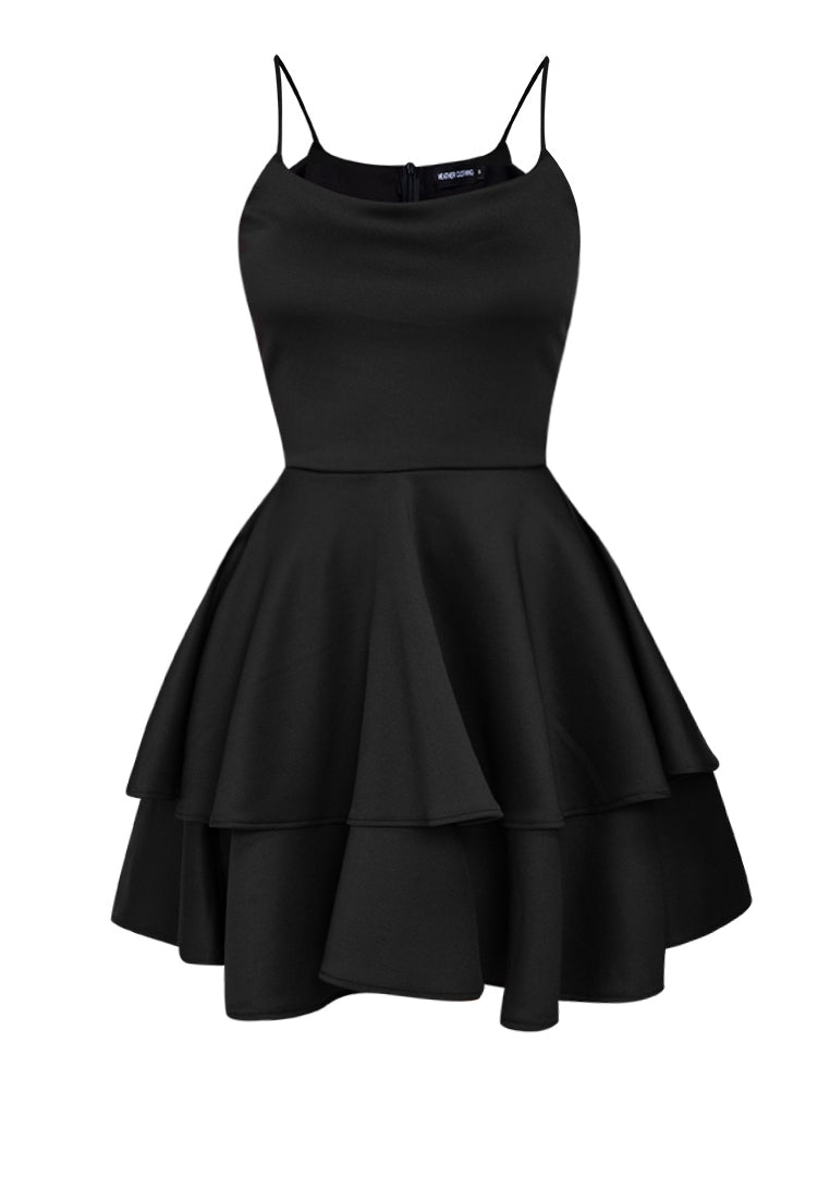 Double Layer Skater Dress in Black