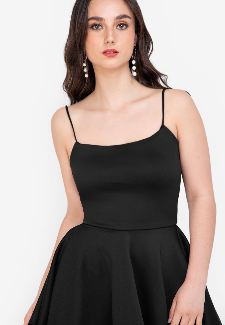 Double Layer Skater Dress in Black
