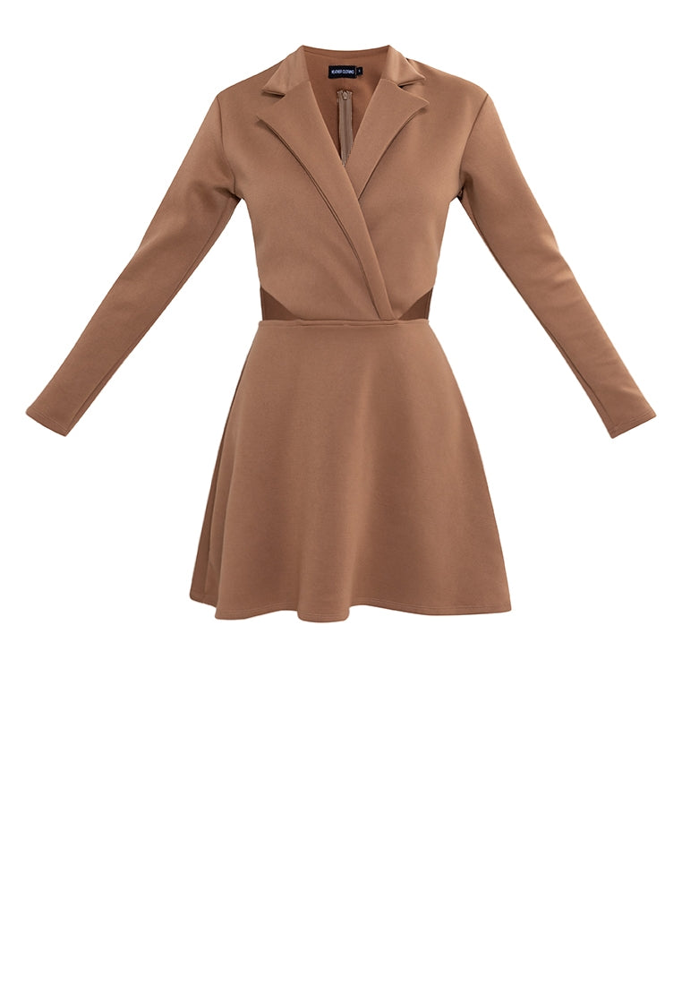 Cut Out Blazer Dress in Mocha