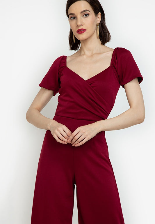 Wrap Puff-Sleeved Jumpsuit