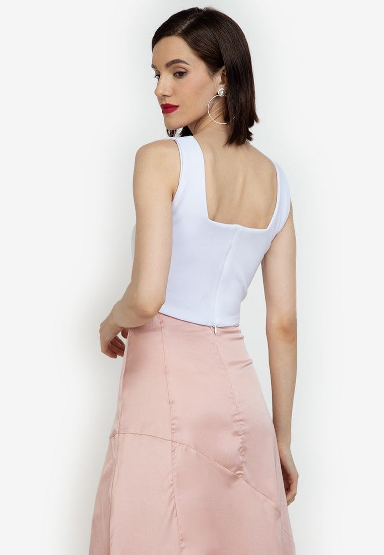 Square Neckline Corset in White