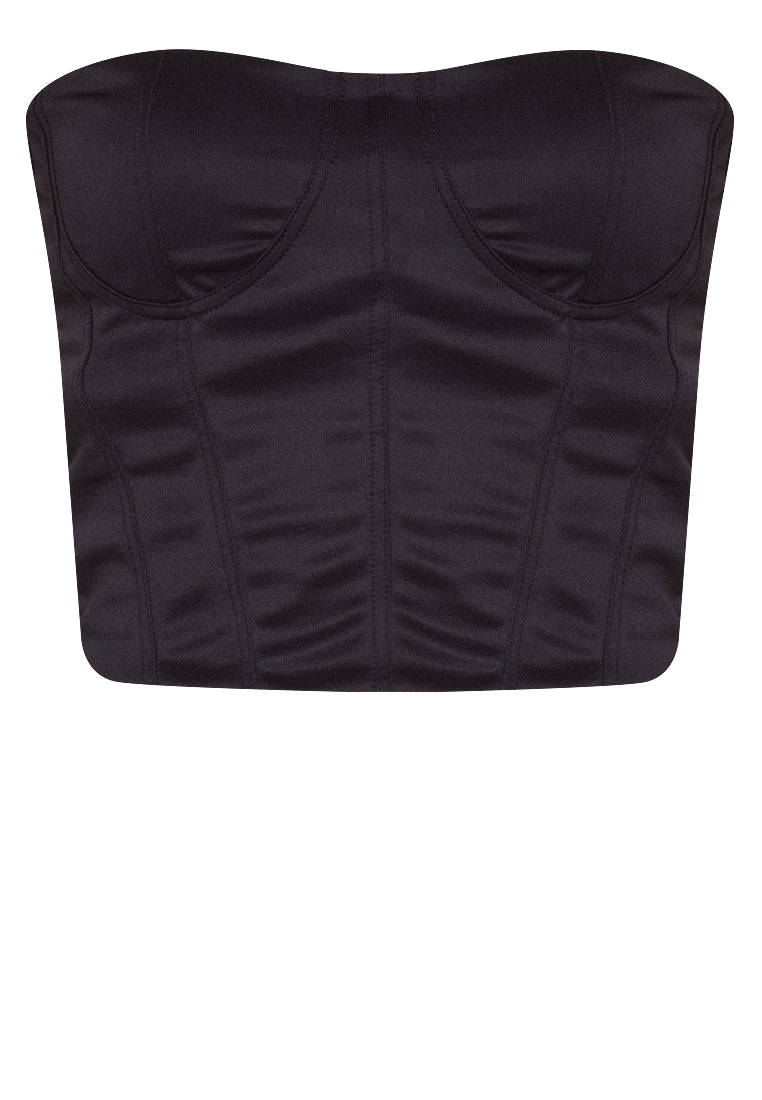 Basic Bustier Crop Top in Black