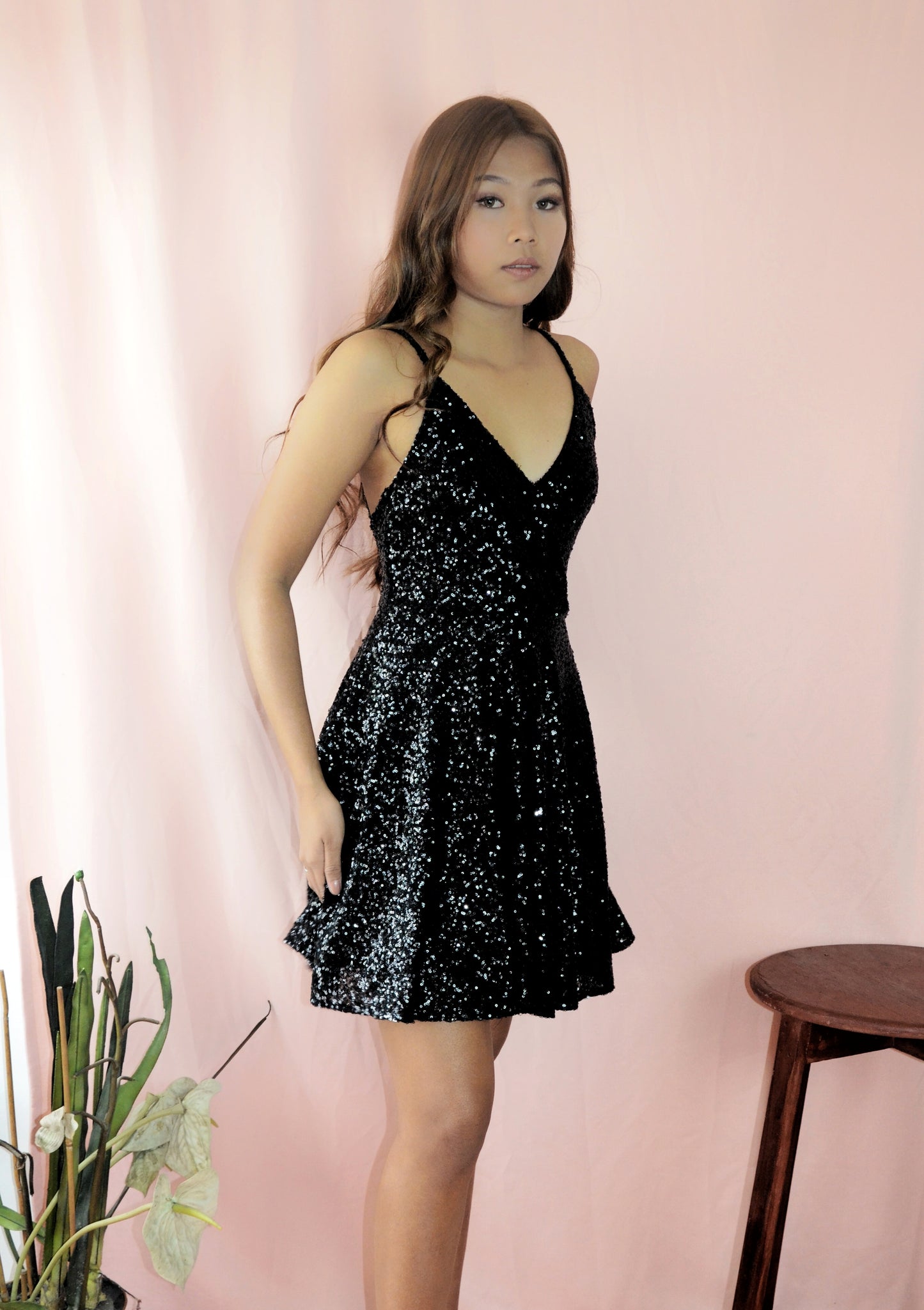 Wrap Sequined Mini Dress
