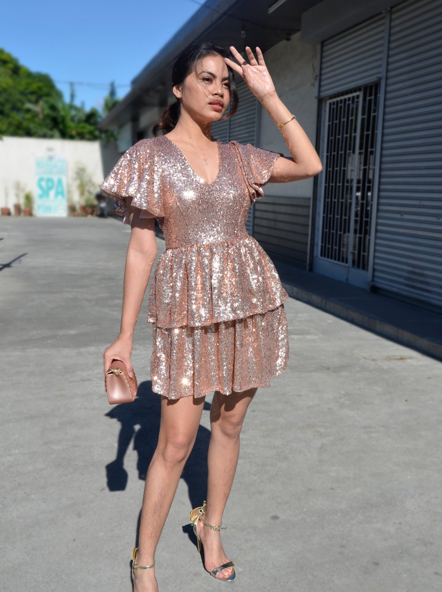 Frill Sequined Dress
