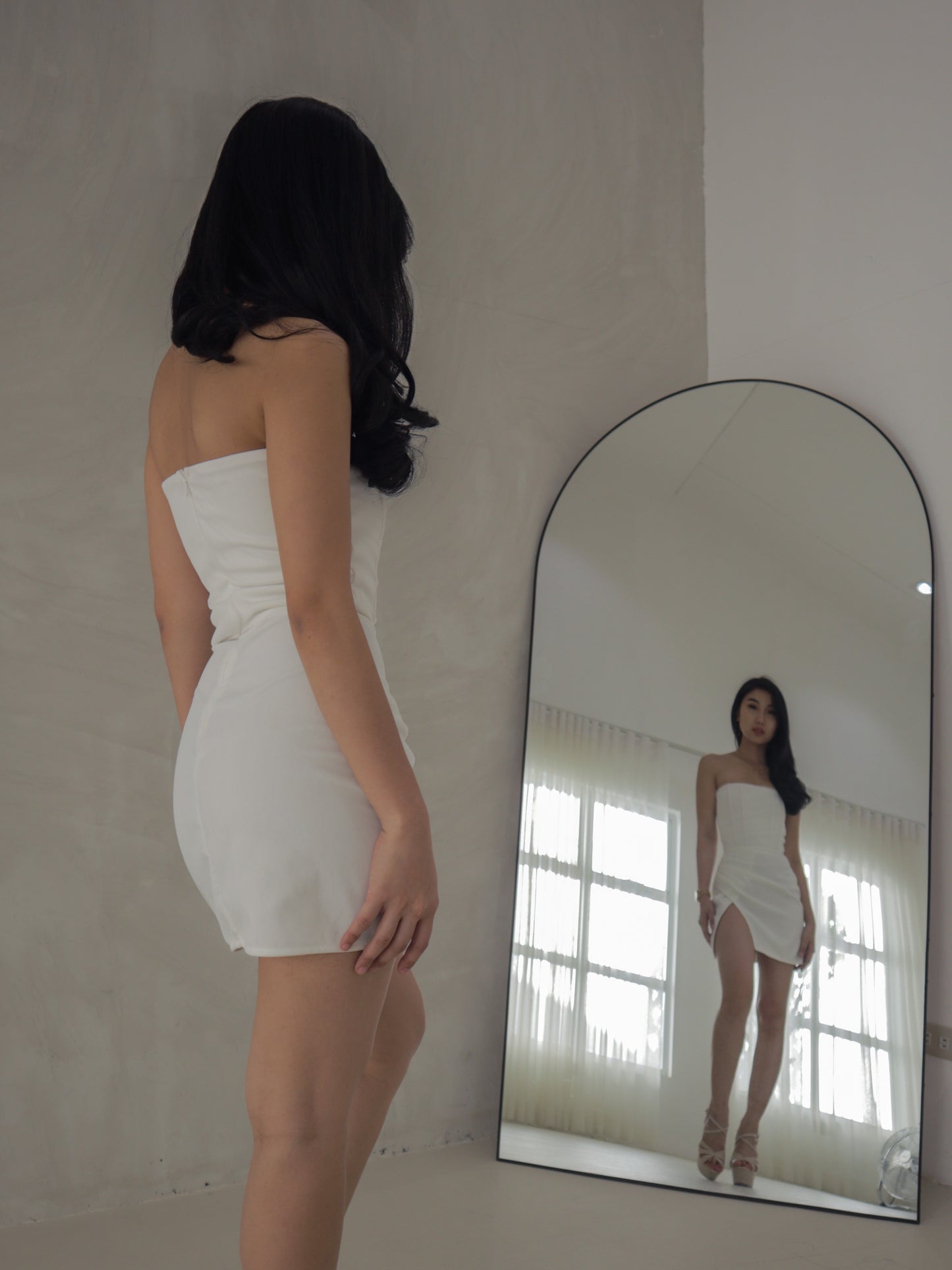 Charmer Corset Wrap Mini Dress in White