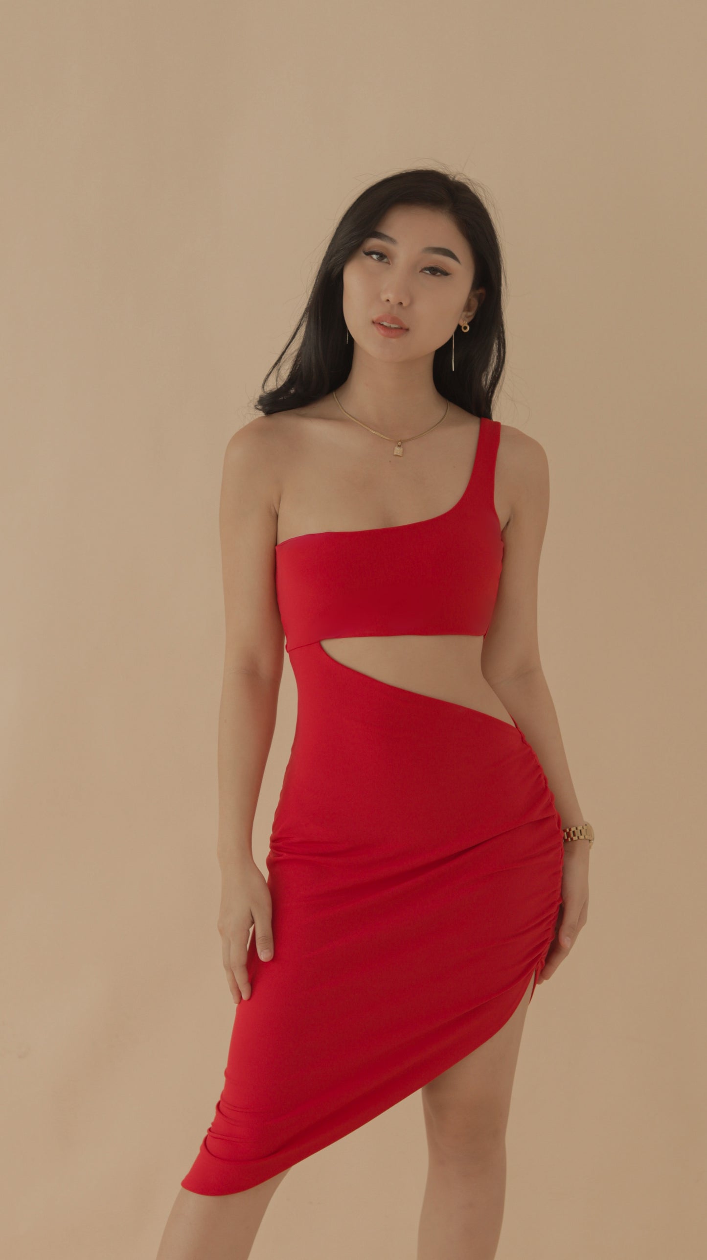 Larissa Asymmetric Cut Out Midi Dress