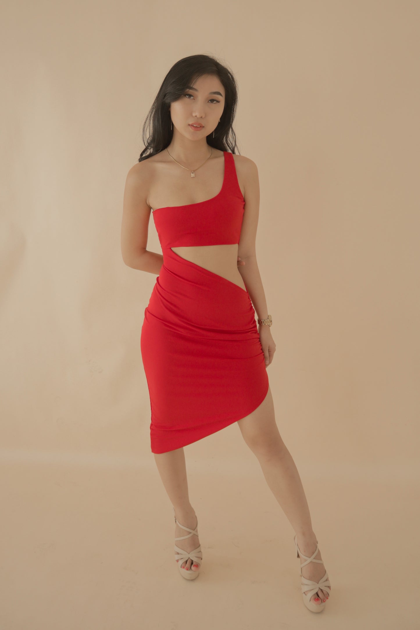 Larissa Asymmetric Cut Out Midi Dress