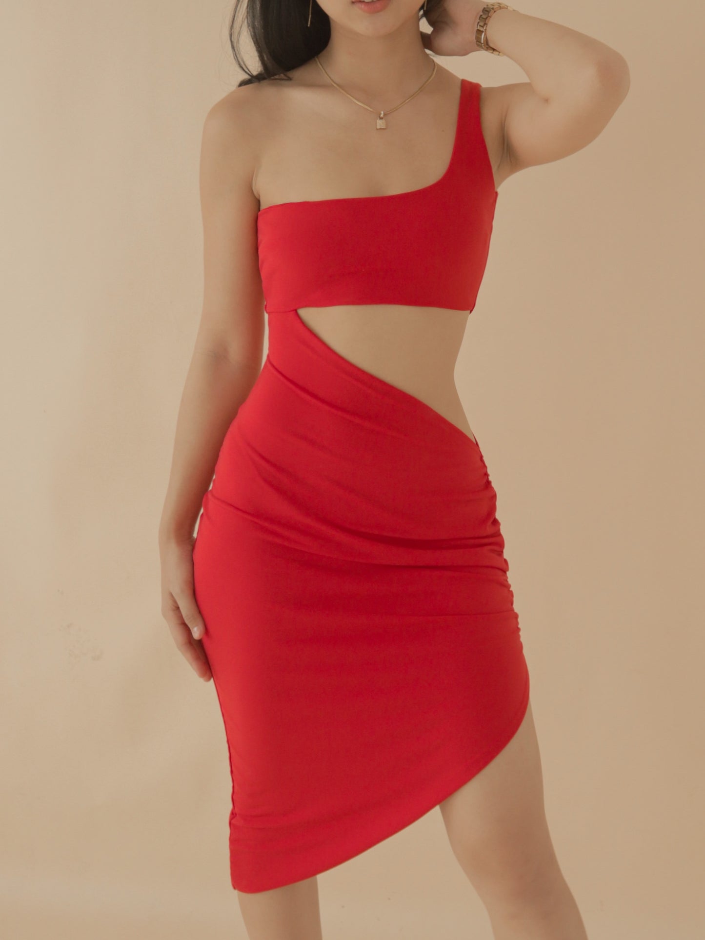 Larissa Asymmetric Cut Out Midi Dress