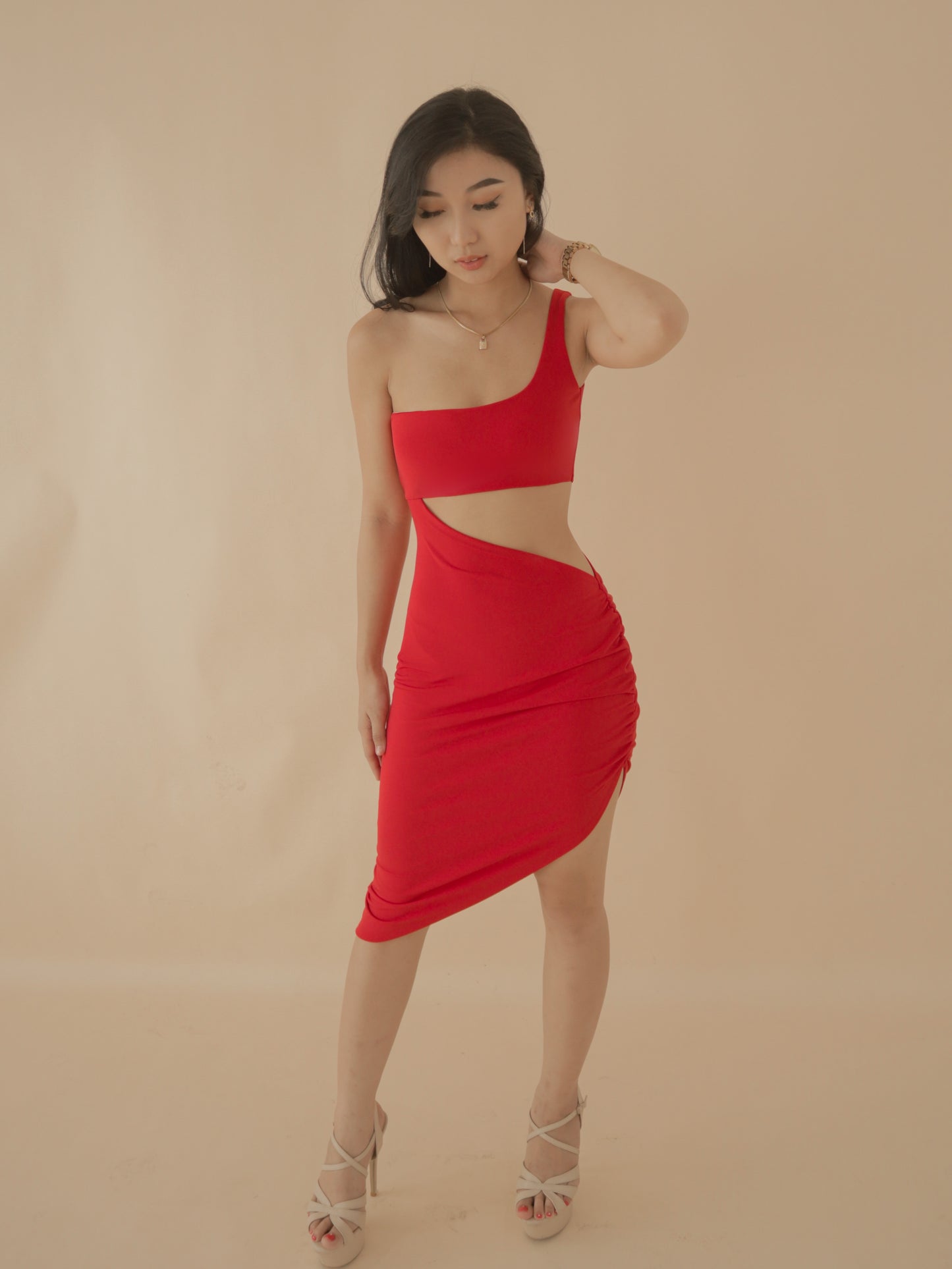 Larissa Asymmetric Cut Out Midi Dress
