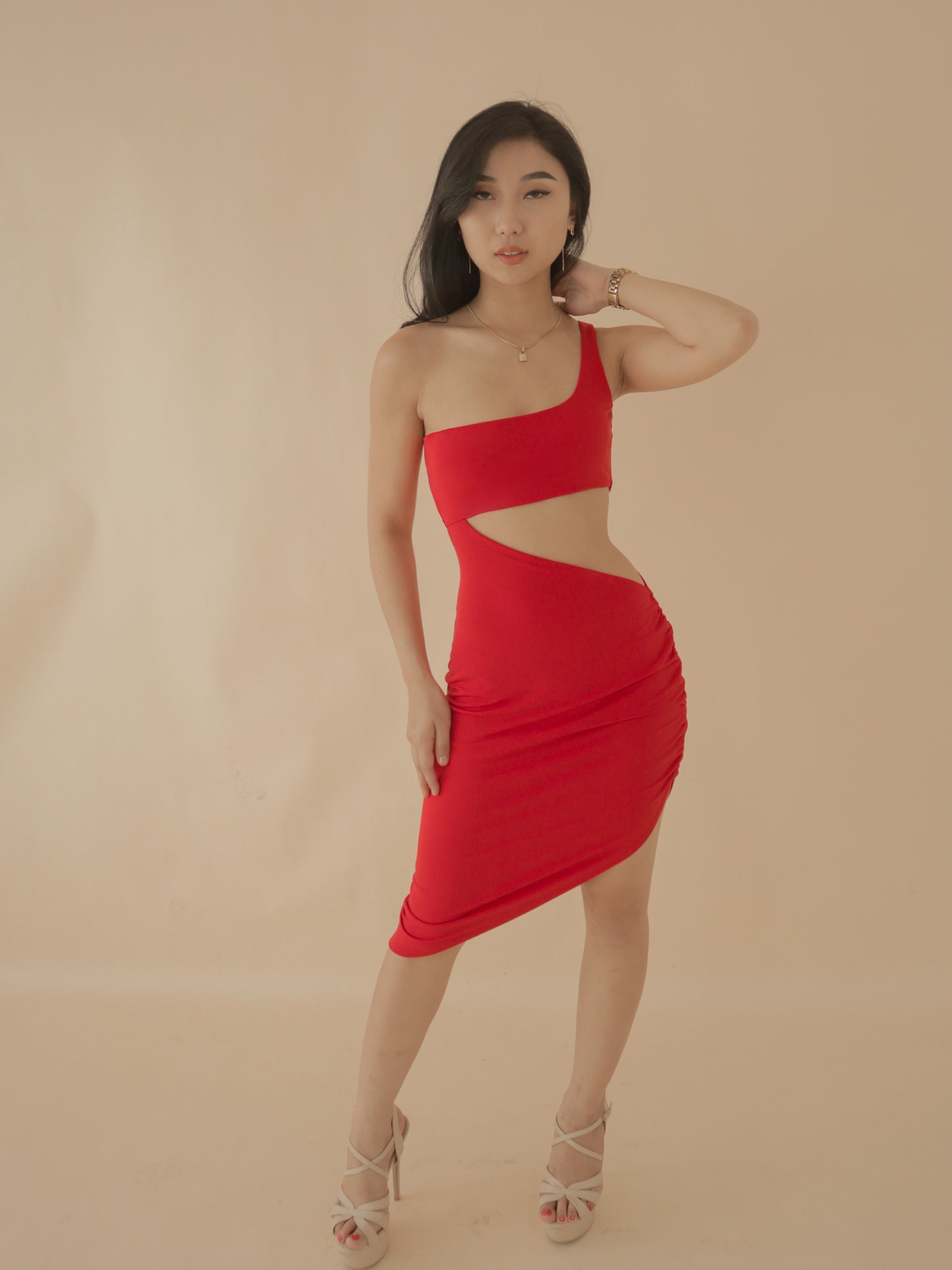 Larissa Asymmetric Cut Out Midi Dress