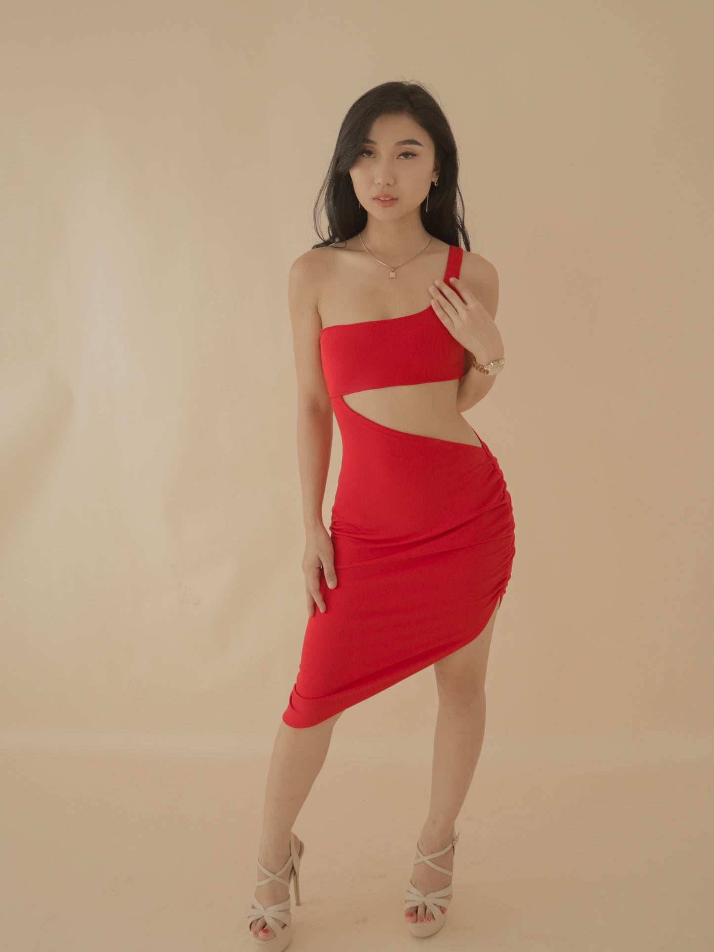 Larissa Asymmetric Cut Out Midi Dress