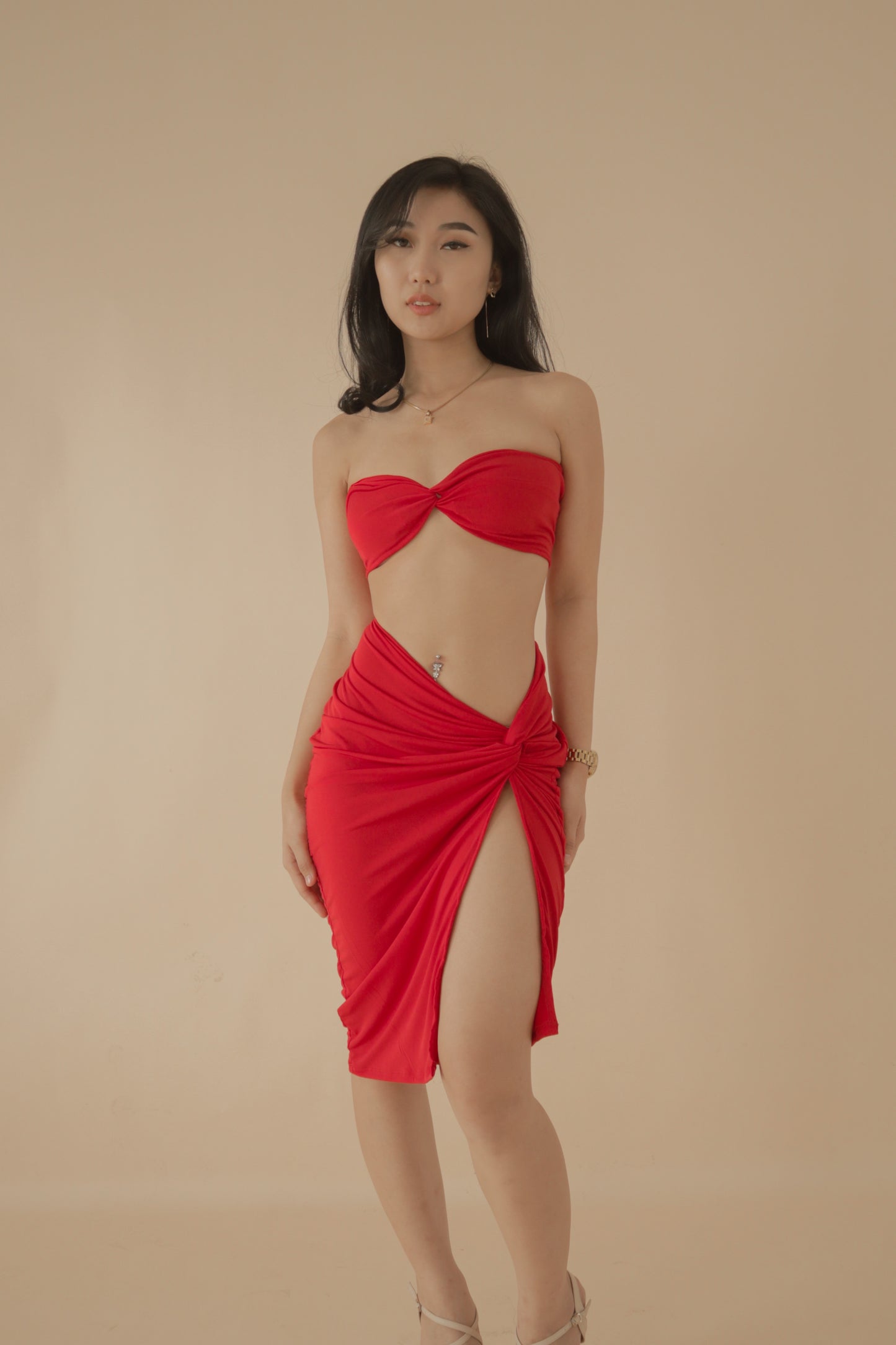 Seductress Twist Bodycon Midi Set
