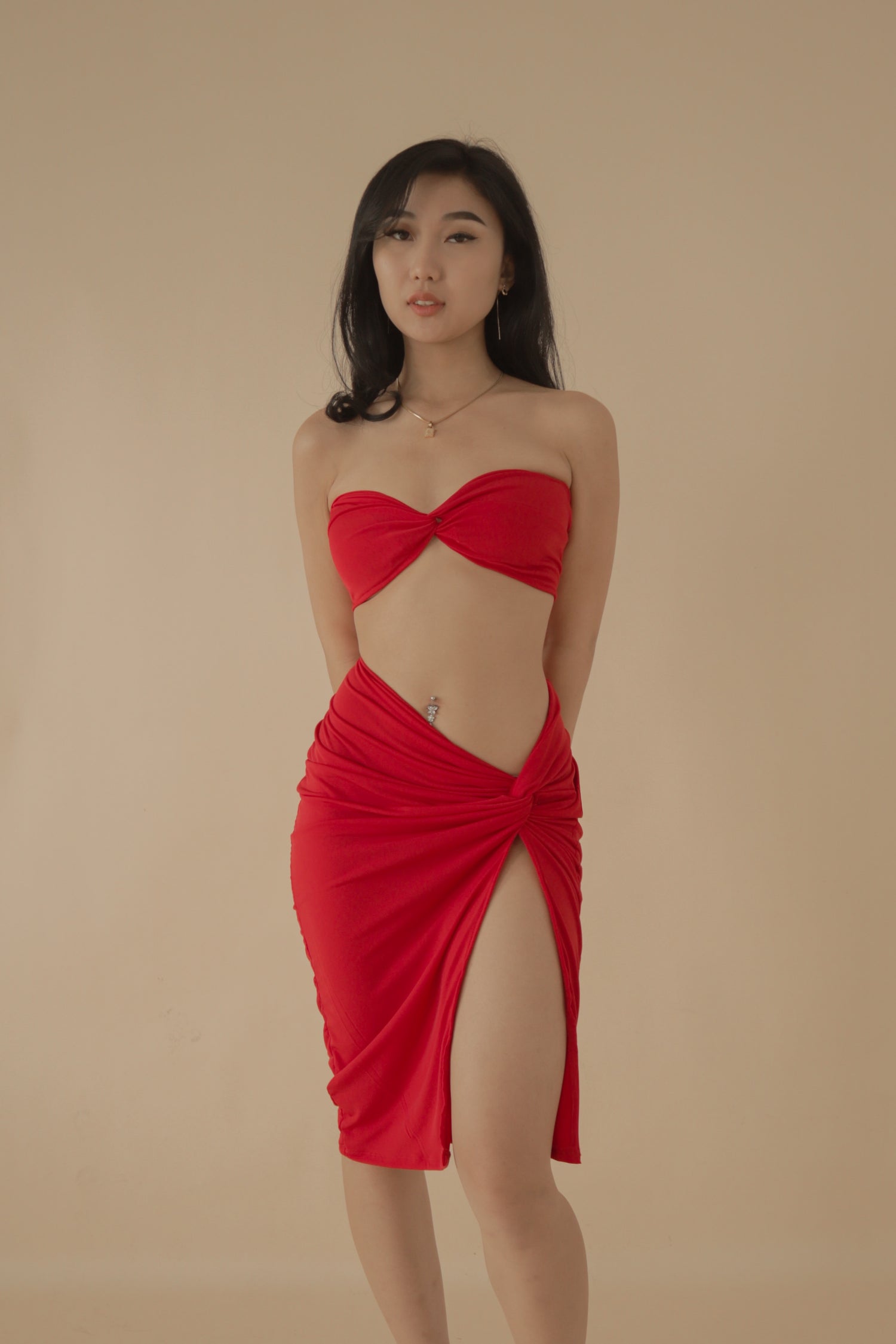 Seductress Twist Bodycon Midi Set