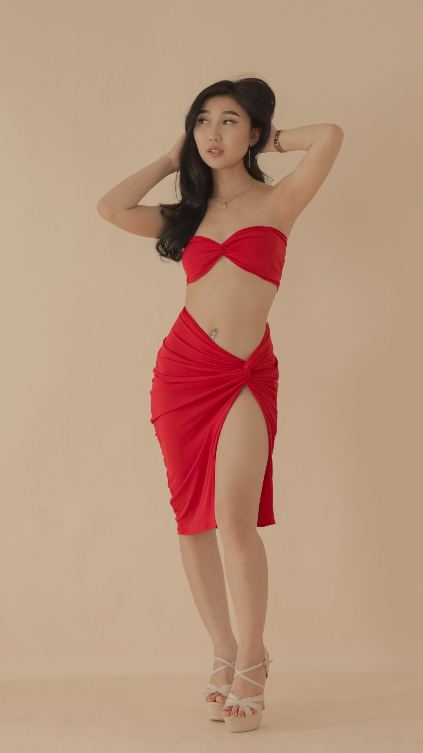 Seductress Twist Bodycon Midi Set