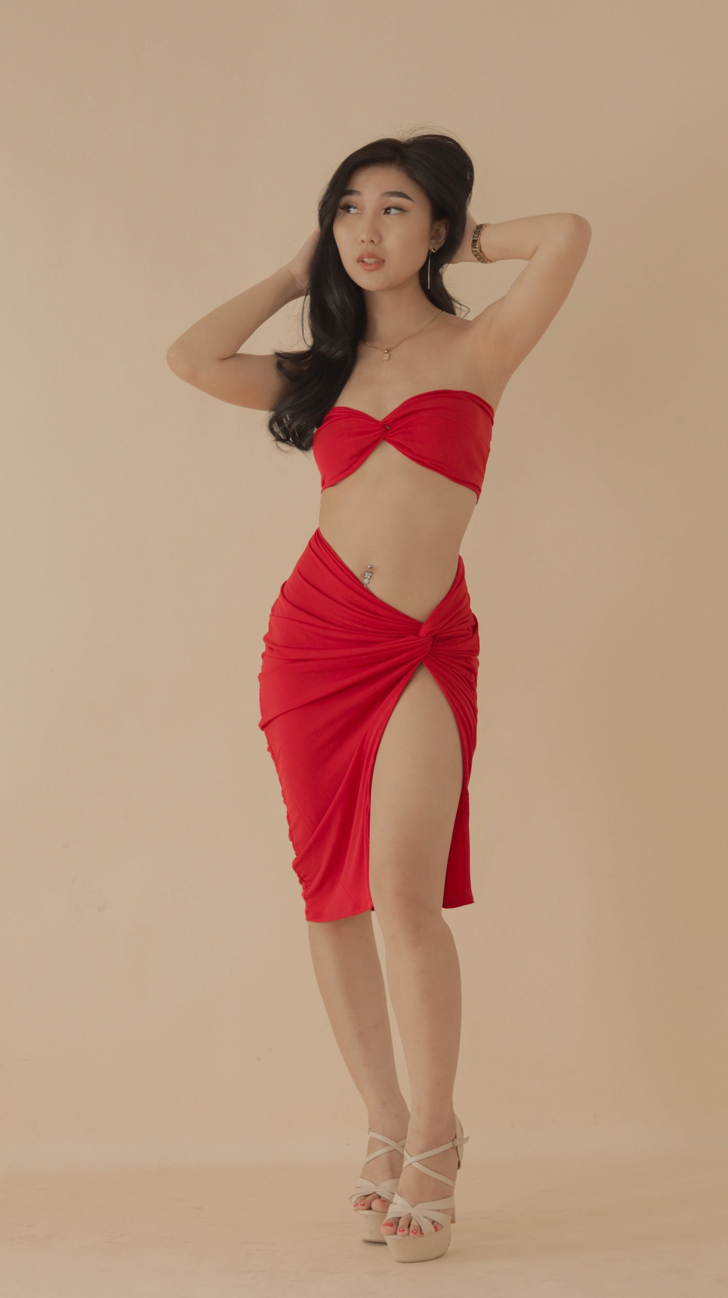 Seductress Twist Bodycon Midi Set