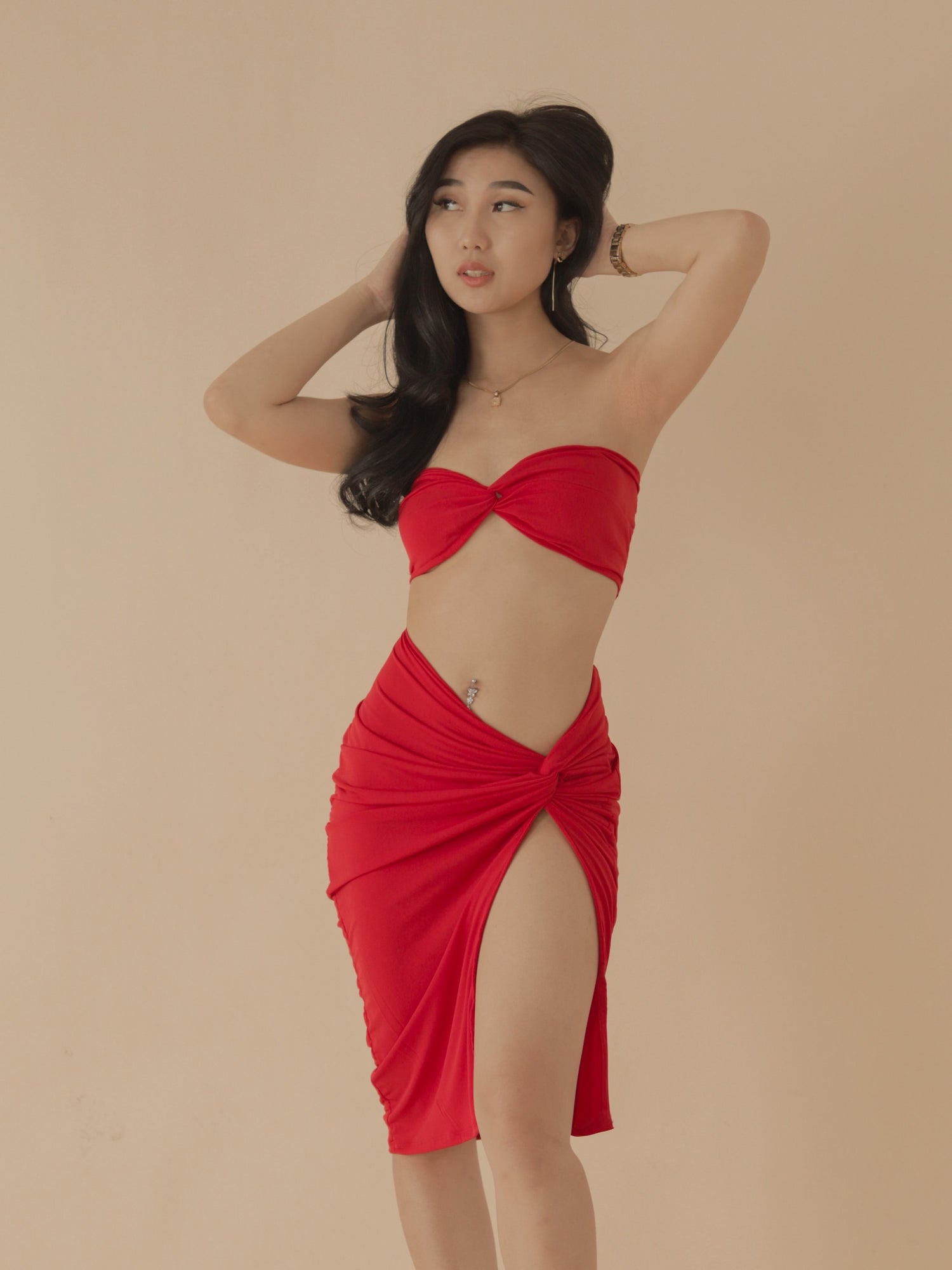 Seductress Twist Bodycon Midi Set